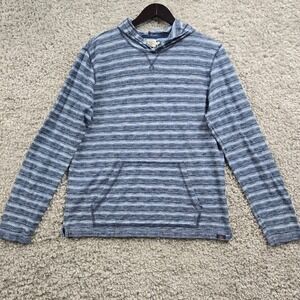 Faherty Mens Indigo Dyed Striped Hoodie Pullover‎ Size M Casual Beach Preppy